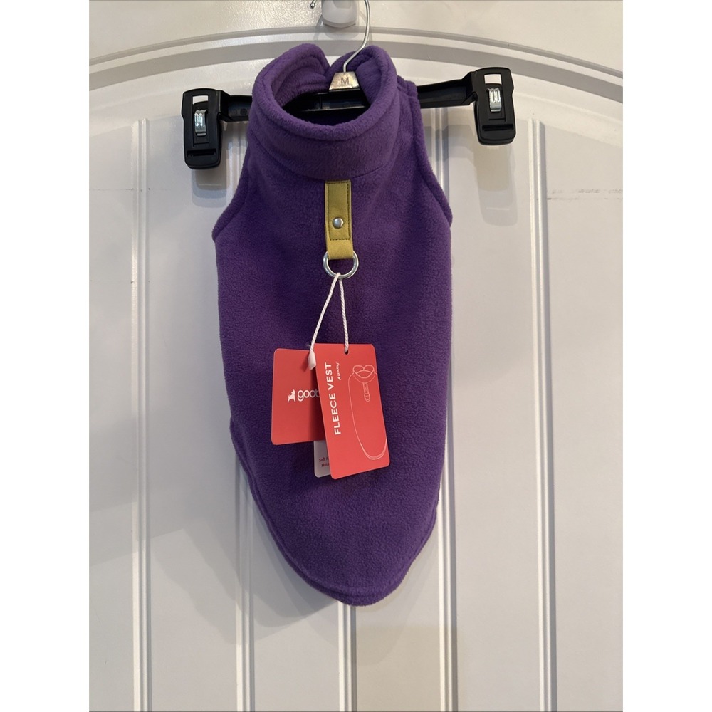 NWT, Gooby, Warm Pullover Fleece Dog Jacket with O-Ring Leash, Lavender, Small